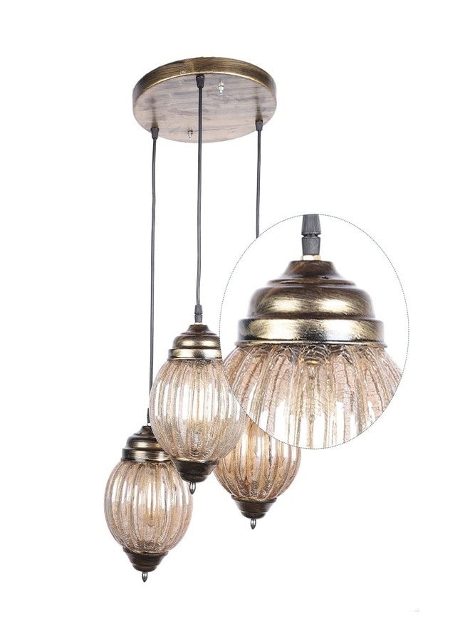 GAUVIK Vintage 3 Light Luster Globe Hanging for Restaurant,Bedroom, Living Room and Home Decor Chandelier Ceiling Lamp.Golden Antique - Image 4